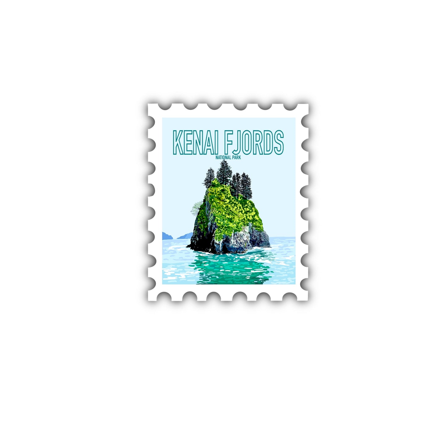 Kenai Fjords National Park Stamp Sticker