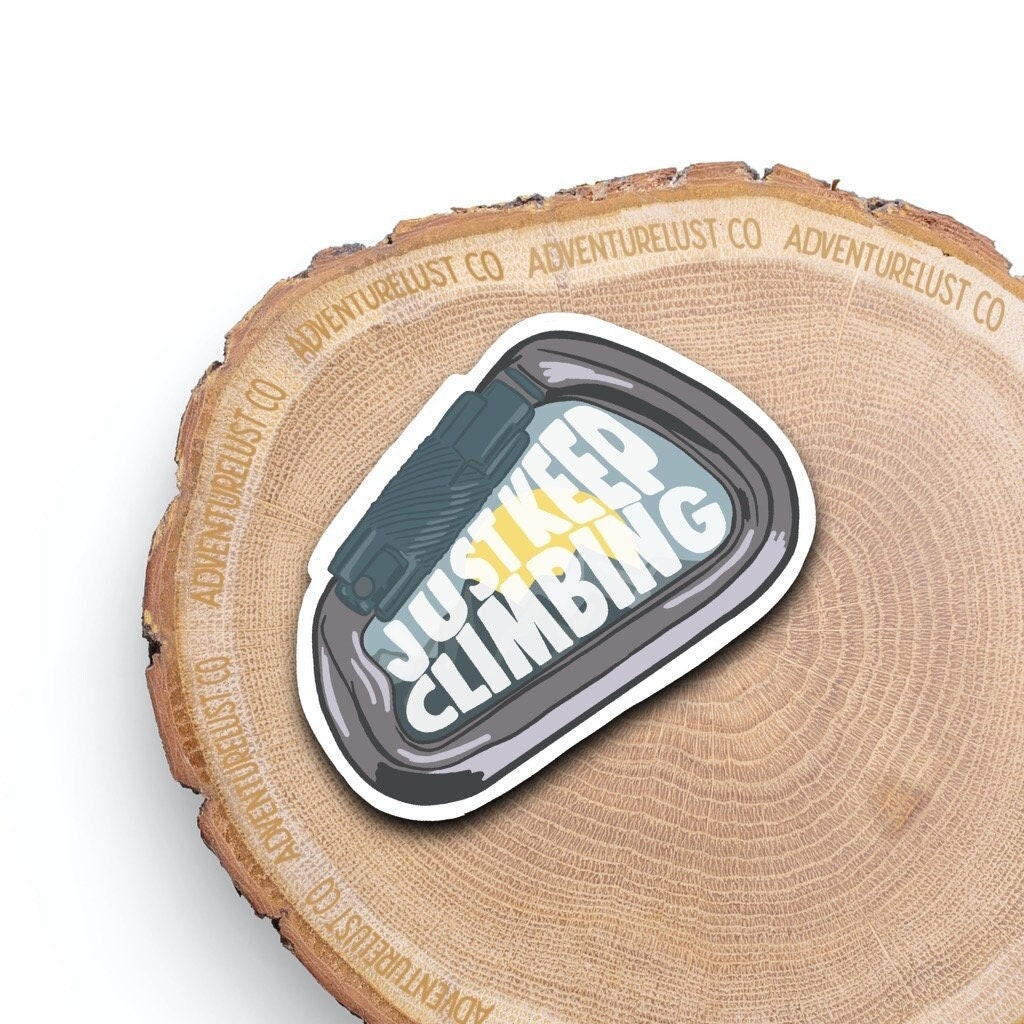 Just Keep Climbing Carabiner Sticker — Adventurelust