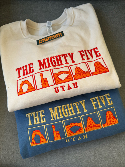 Embroidered The Mighty Five National Parks Utah Crewneck