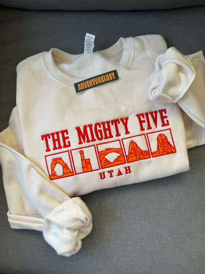 Embroidered The Mighty Five National Parks Utah Crewneck