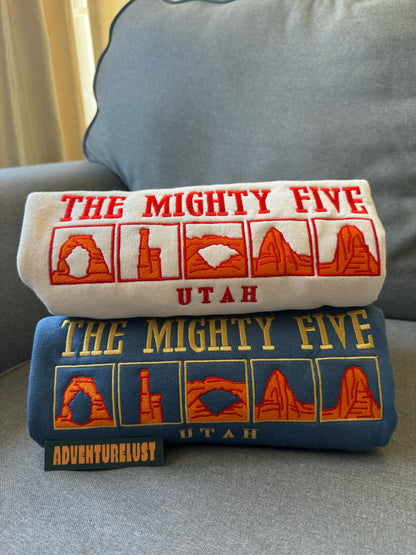Embroidered The Mighty Five National Parks Utah Crewneck