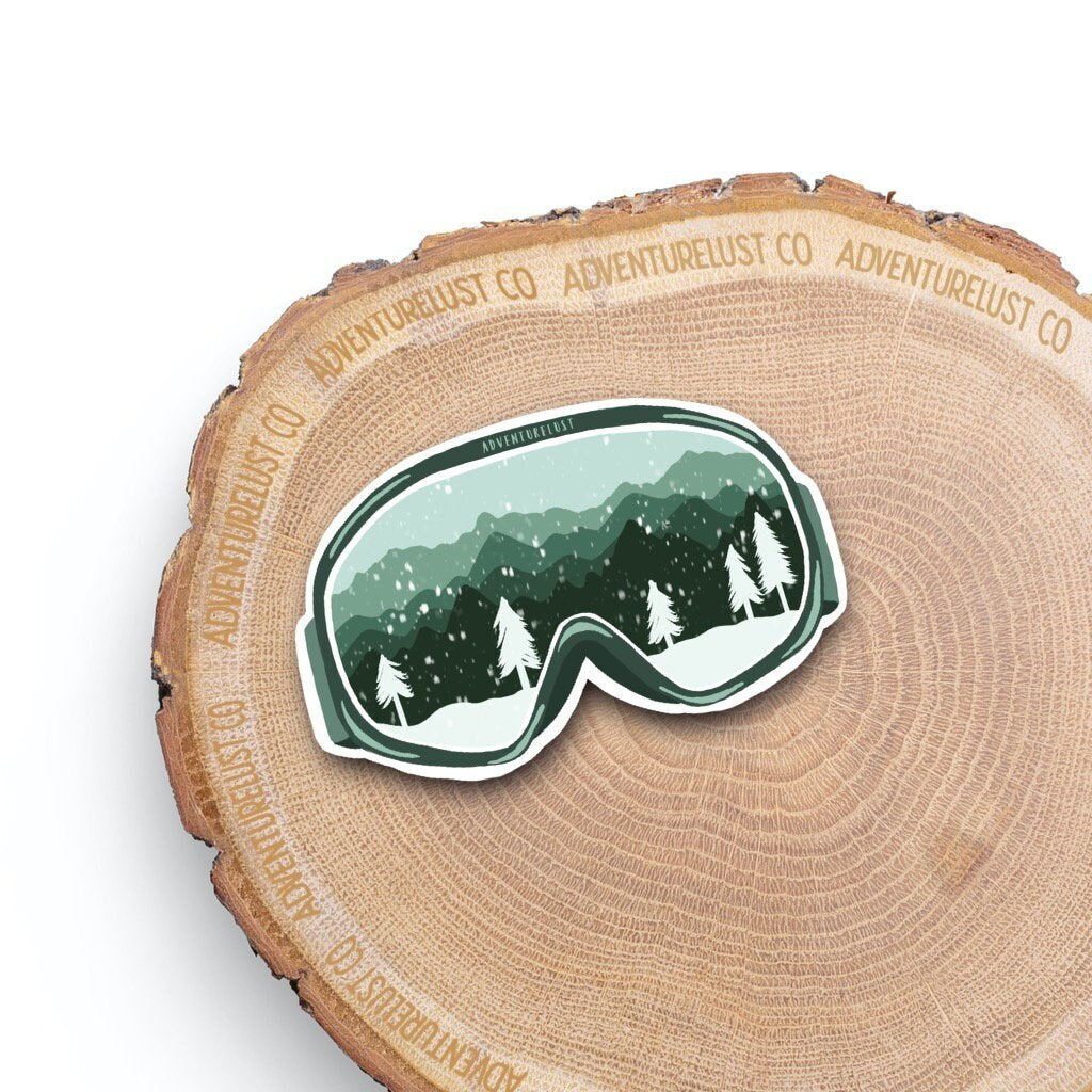 Green Snow Mountain Goggles Sticker — Adventurelust