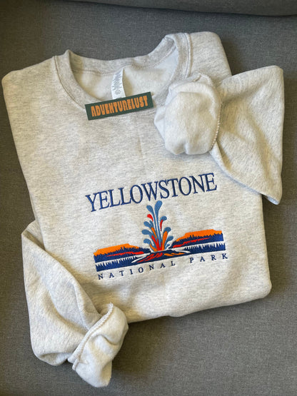 Embroidered yellowstone national park crewneck — Adventurelust