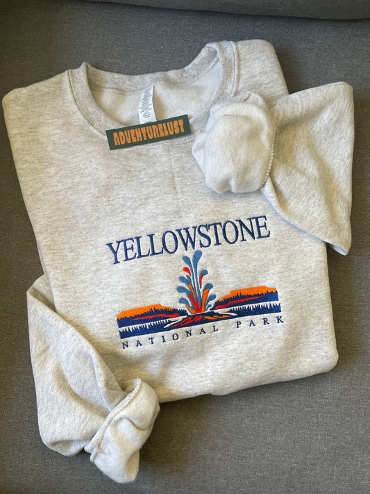Embroidered yellowstone national park crewneck — Adventurelust