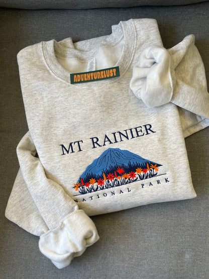 Embroidered mount rainier national park crewneck — Adventurelust