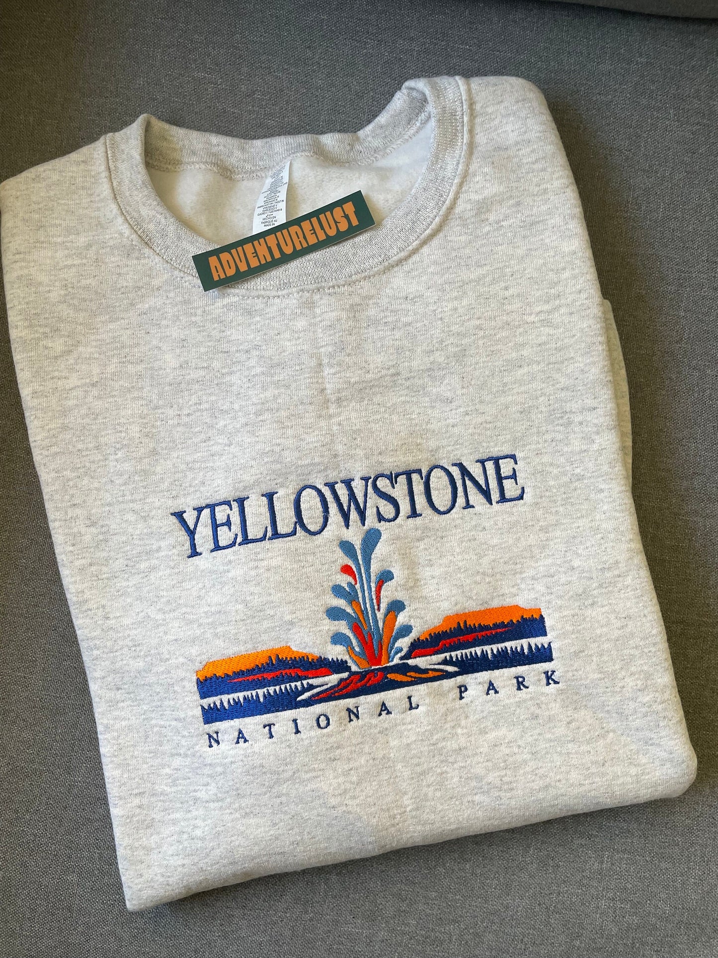 Embroidered yellowstone national park crewneck — Adventurelust