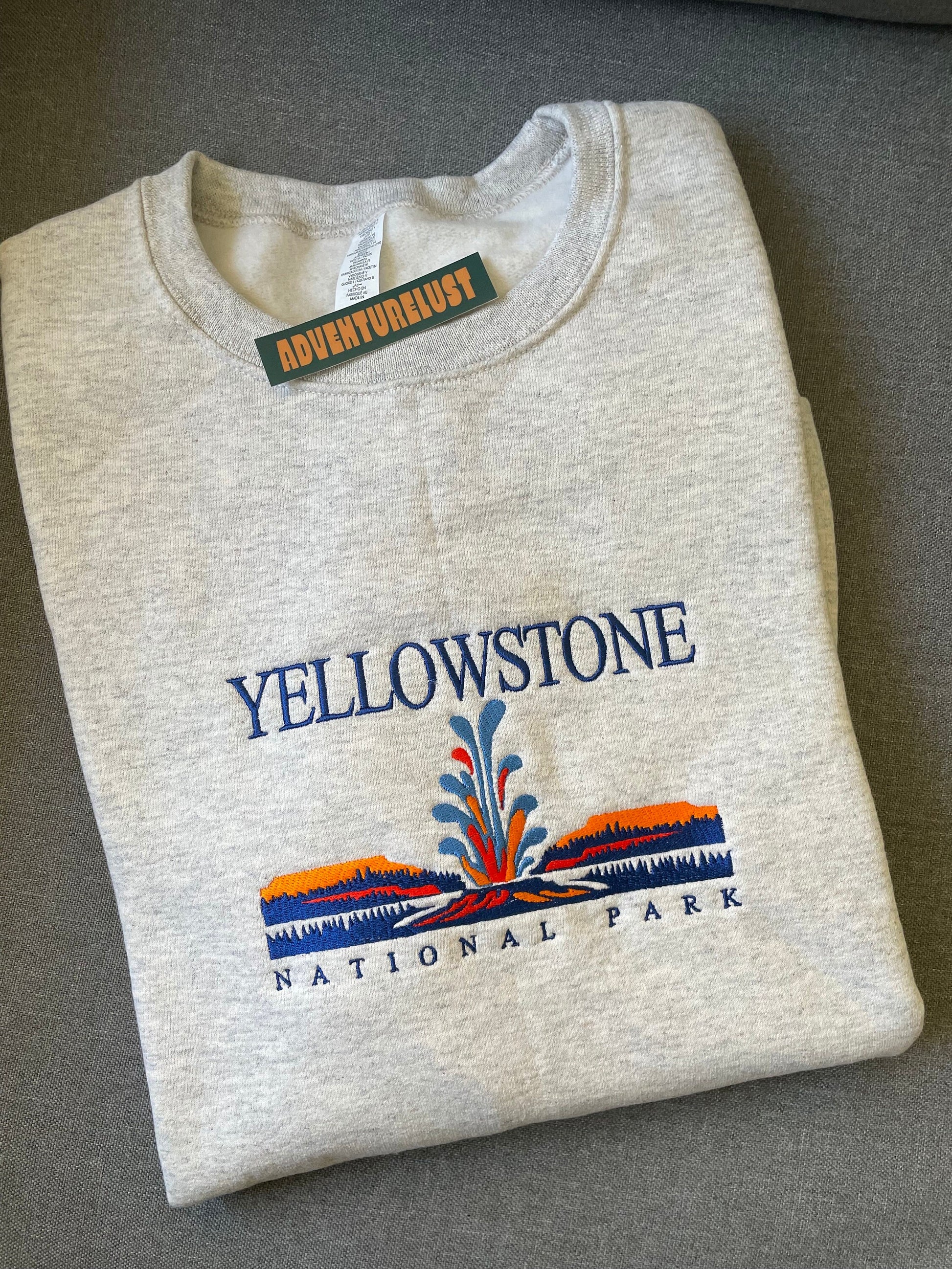 Embroidered yellowstone national park crewneck — Adventurelust