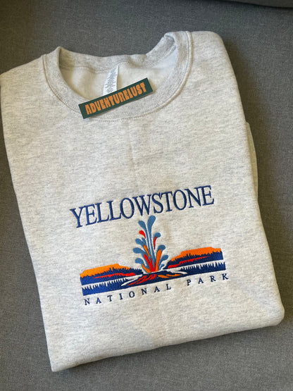 Embroidered yellowstone national park crewneck — Adventurelust