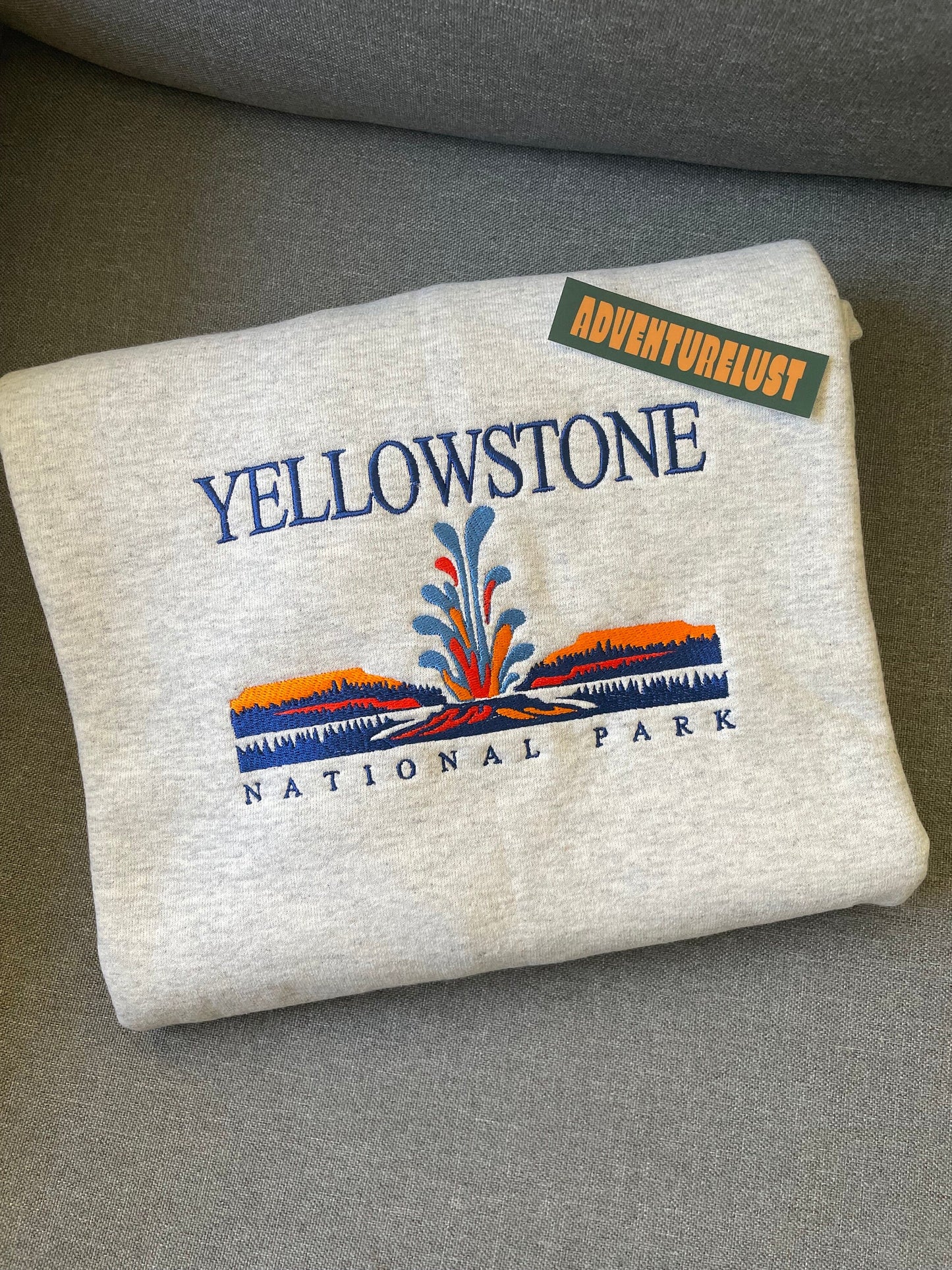 Embroidered yellowstone national park crewneck — Adventurelust
