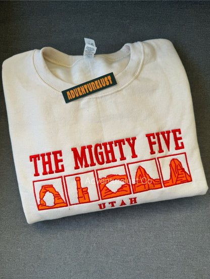 Embroidered the mighty five national parks utah crewneck — Adventurelust