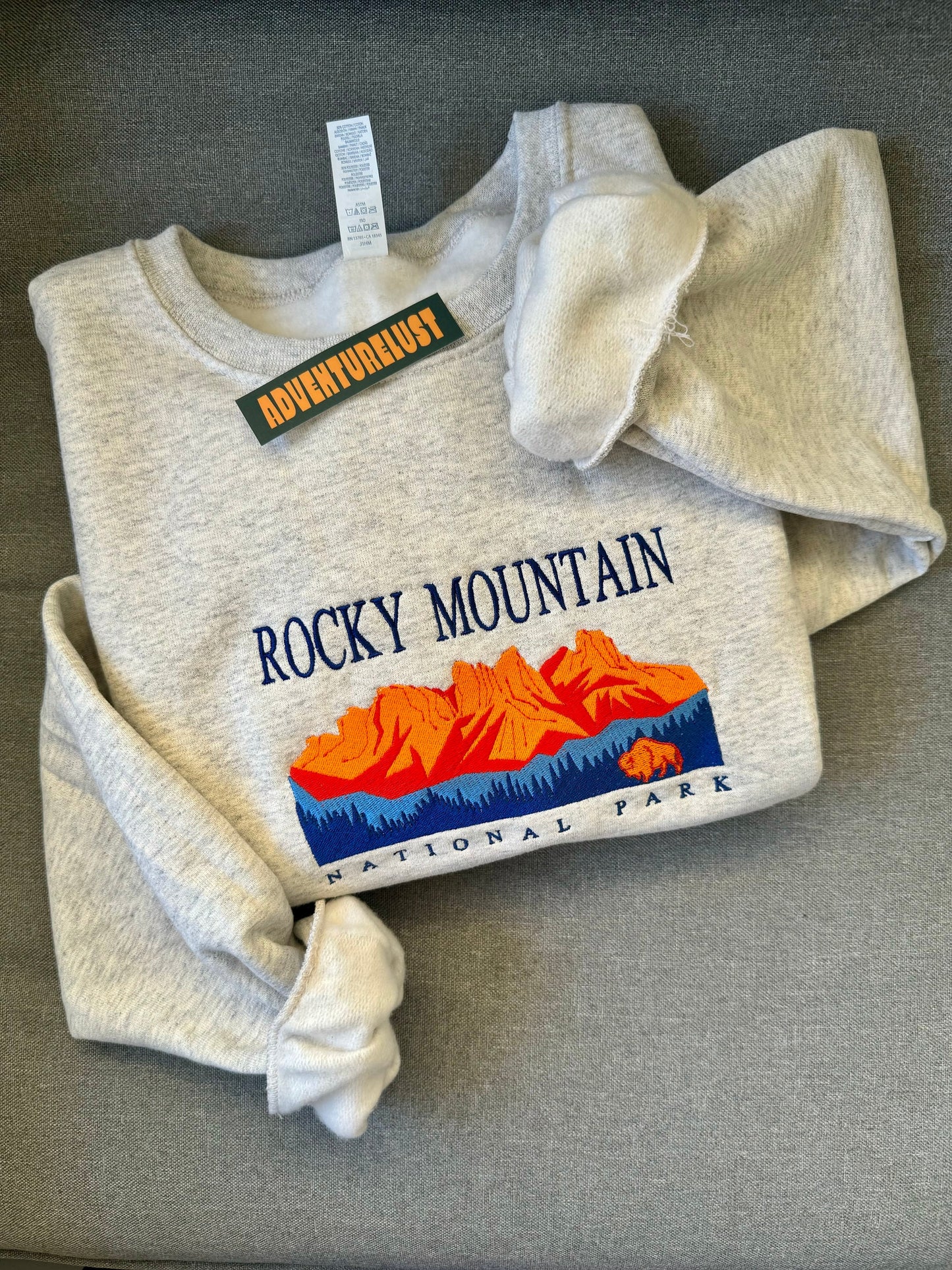 Embroidered rocky mountain national park crewneck — Adventurelust