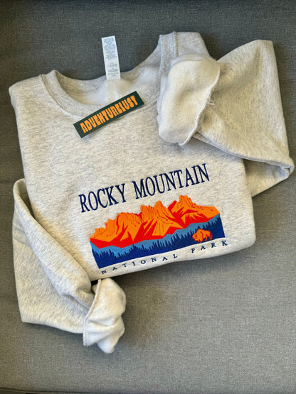 Embroidered rocky mountain national park crewneck — Adventurelust