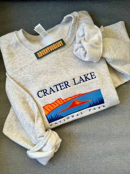 Embroidered crater lake national park crewneck — Adventurelust