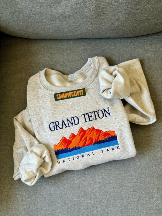 Embroidered grand teton national park crewneck — Adventurelust