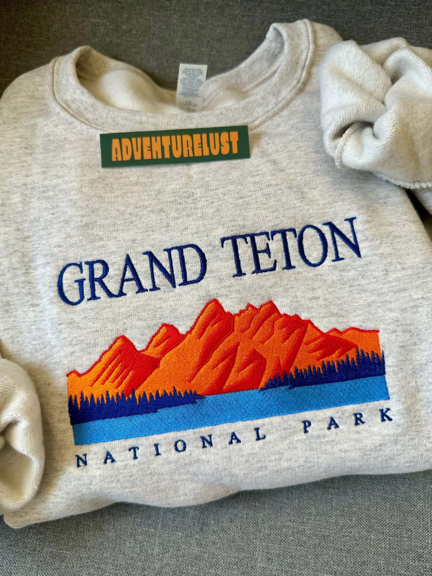 Embroidered grand teton national park crewneck — Adventurelust