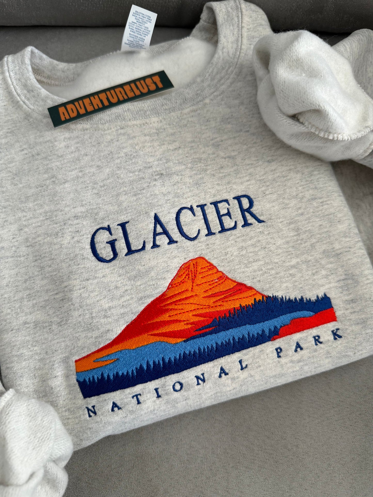 Embroidered glacier national park crewneck — Adventurelust