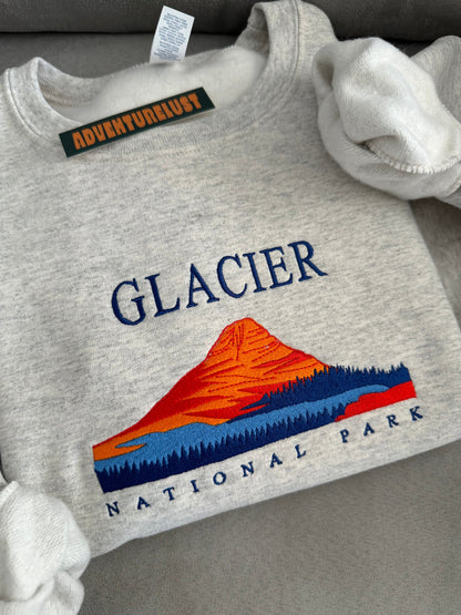 Embroidered glacier national park crewneck — Adventurelust
