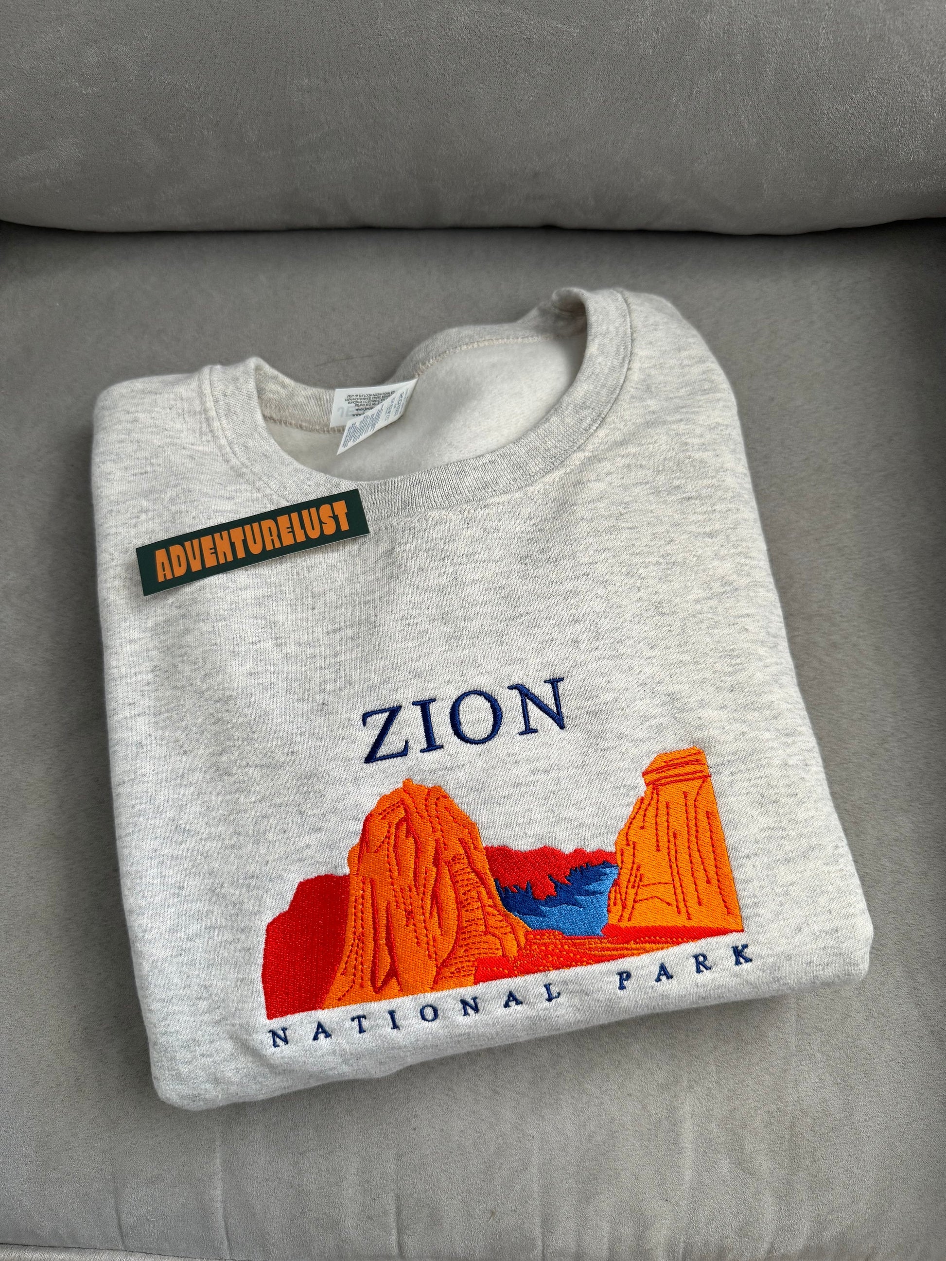 Embroidered zion national park crewneck — Adventurelust