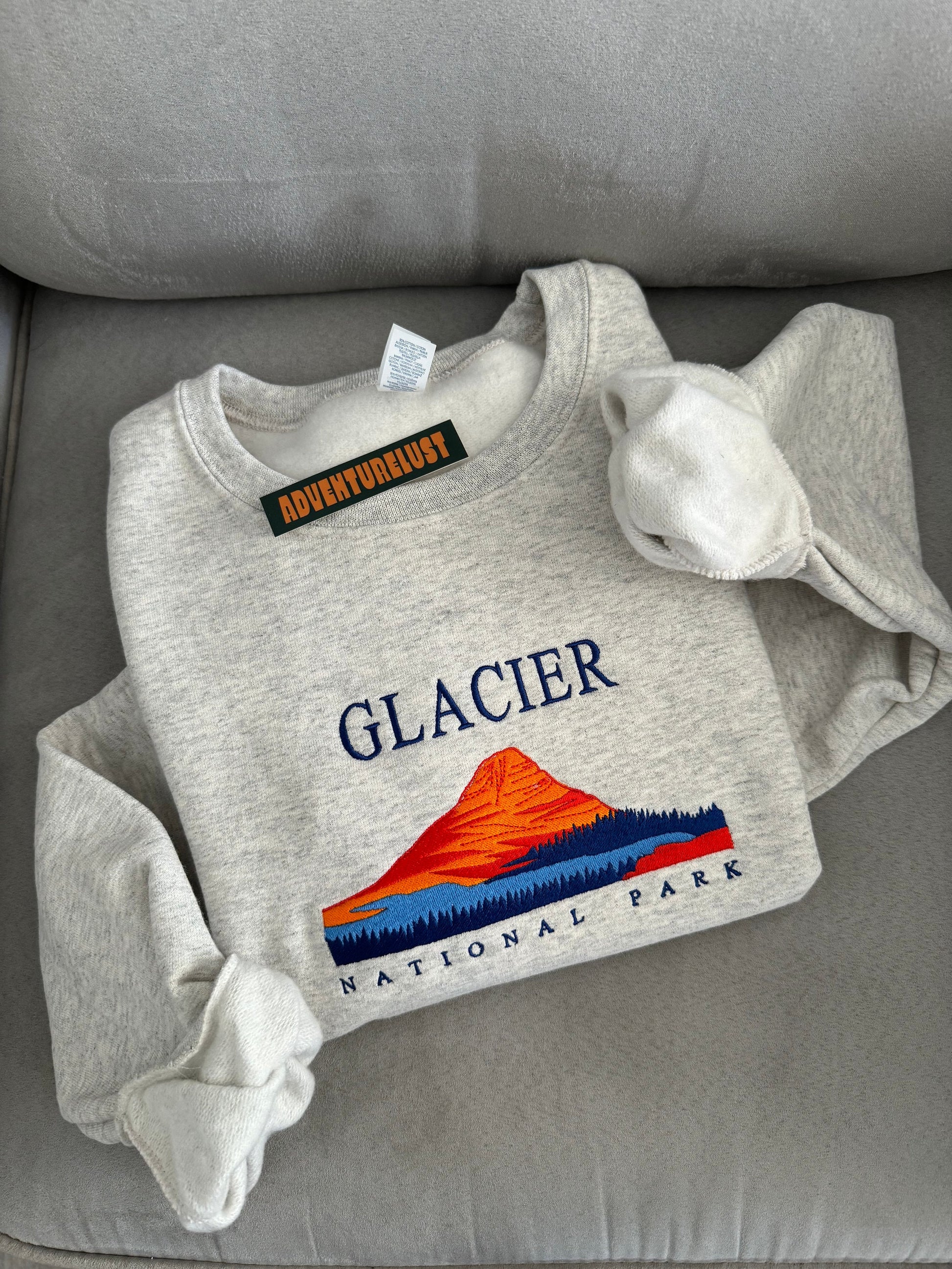 Embroidered glacier national park crewneck — Adventurelust