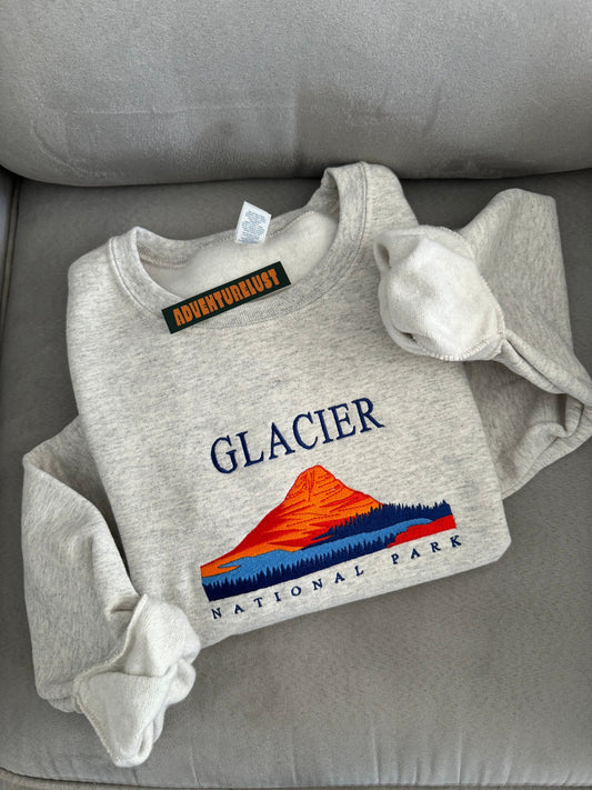 Embroidered glacier national park crewneck — Adventurelust