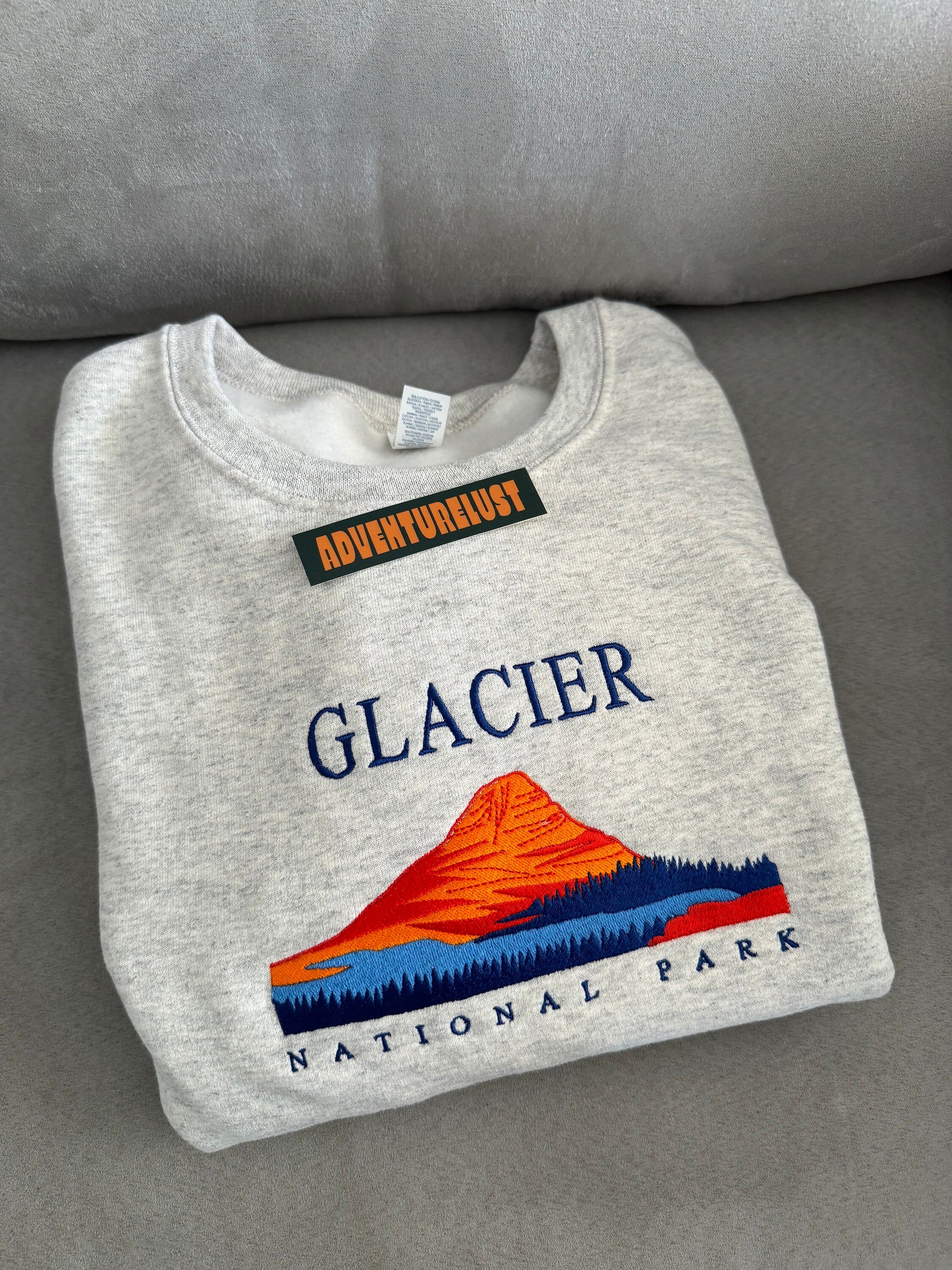 Embroidered glacier national park crewneck — Adventurelust