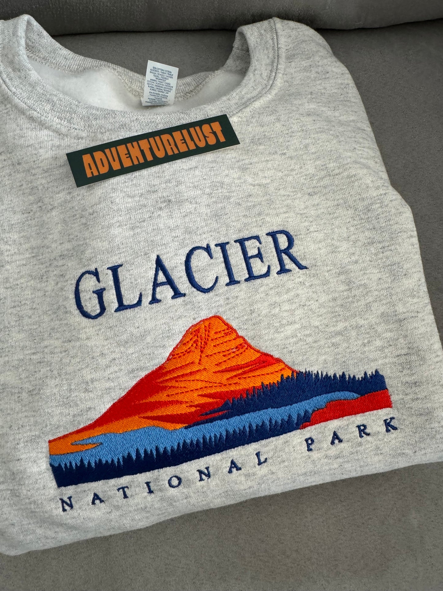 Embroidered glacier national park crewneck — Adventurelust