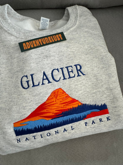 Embroidered glacier national park crewneck — Adventurelust