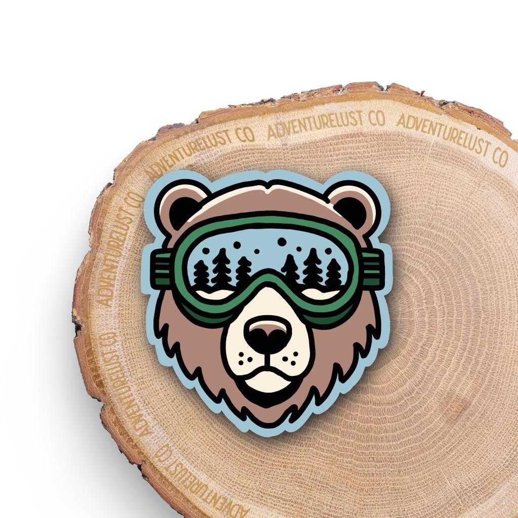 Snow Ski Mountain Goggles Grizzly Sticker — Adventurelust